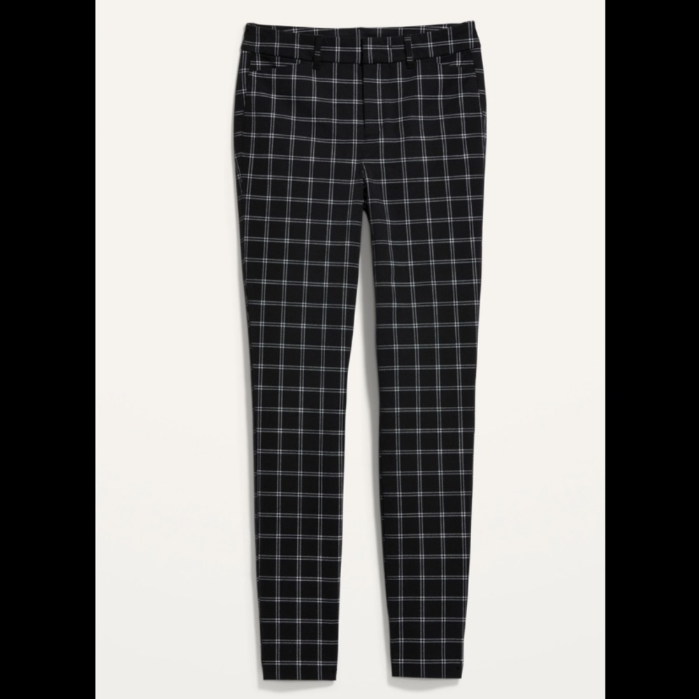 Mid-Rise Windowpane-Plaid Pixie Skinny Ankle Pants